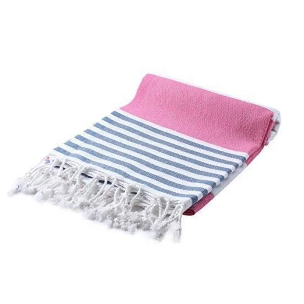 4 Pink Blue Striped 100% Turkish Cotton Beach Bath Towels  Citizens of the Beach